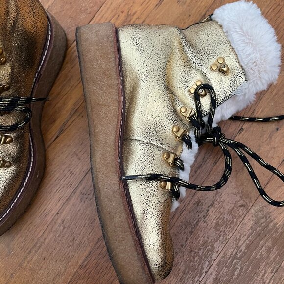 J.Crew Glitter Metallic Winter Boots • Faux Fur Lined • Size 7 - Picture 6 of 14